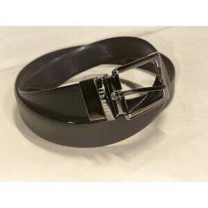 Ted Baker Men’s Black Reversible Dress Belt Textured Or Smooth 1.1/4 In Size 34